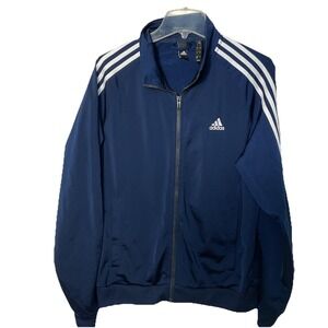 adidas Navy Blue Full Zip White Stripe Warm Up Jacket‎ Sweatshirt Jogger Track M